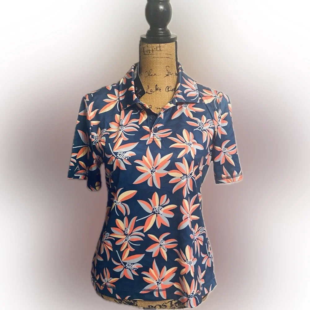 NWT Antigua Sz M Women’s Short Sleeve pull over Golf Polo Shirt - Picture 1 of 6
